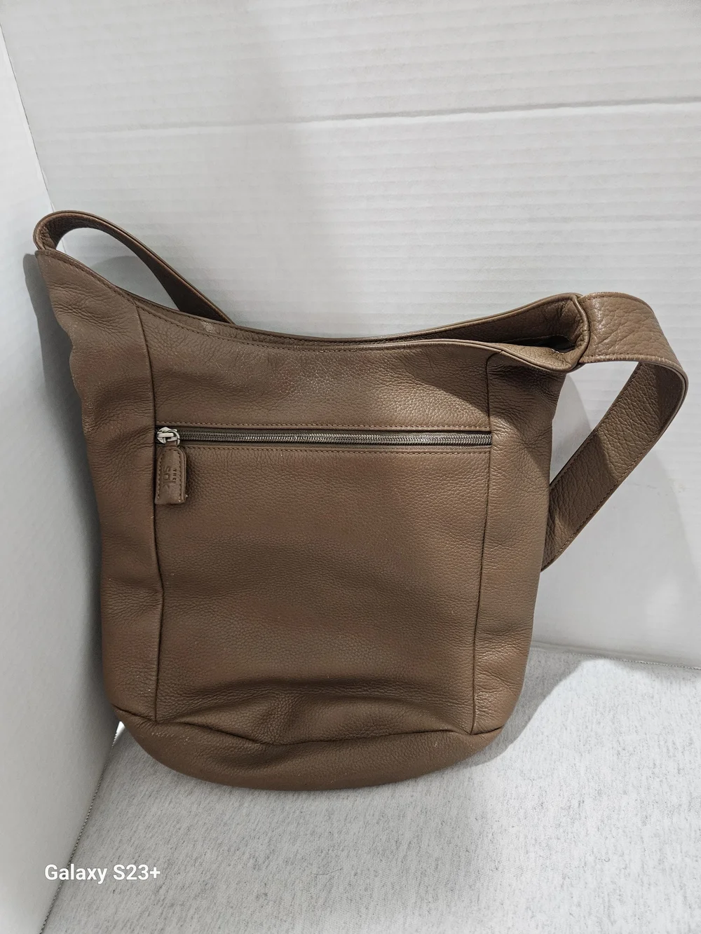 The Sak Brown Pebbled Leather Messenger Bag